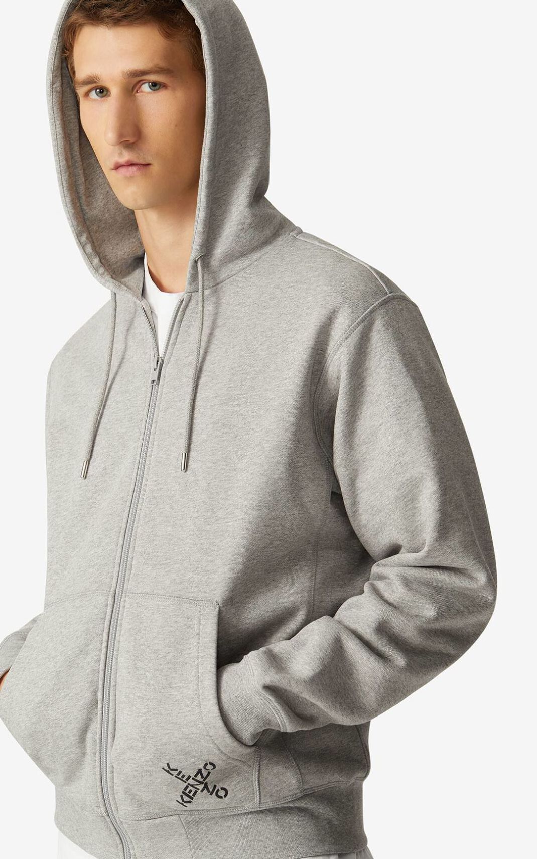 Kenzo Sport Little X zipped Sudaderas Con Capucha Hombre Gris | 8594271-KW